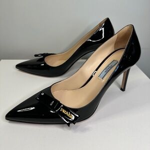Prada black patent leather high heels